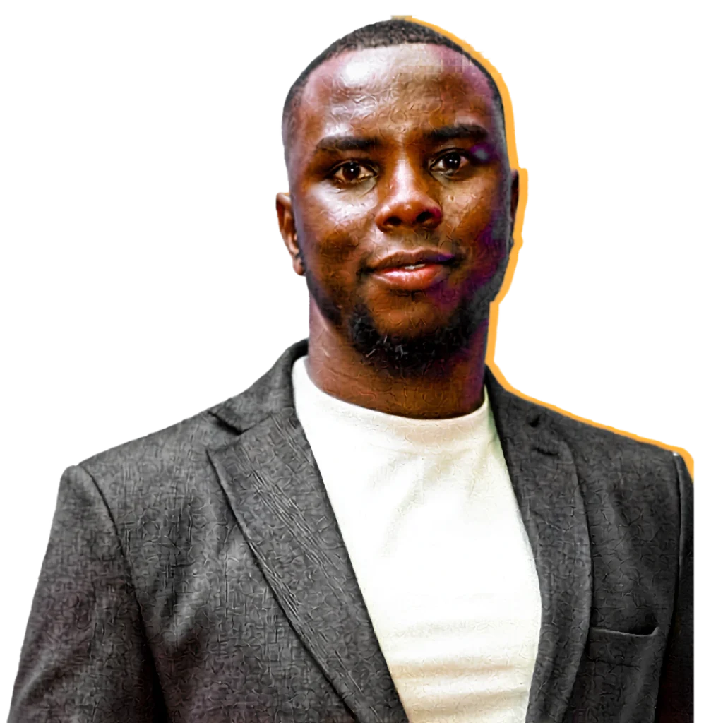 Stylish portrait of Tonny Odhiambo Omondi in a dark blazer and white shirt.