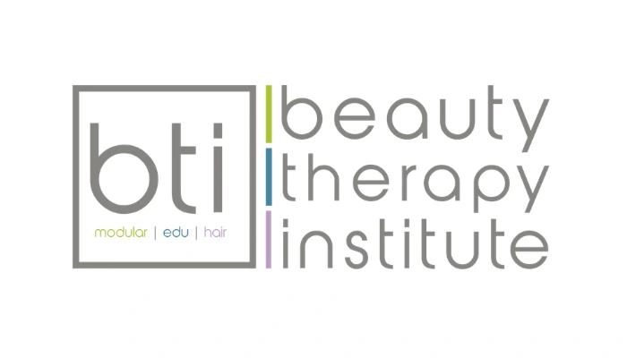 BTI beauty therapy institute minimalist logo with gray text and green accent.