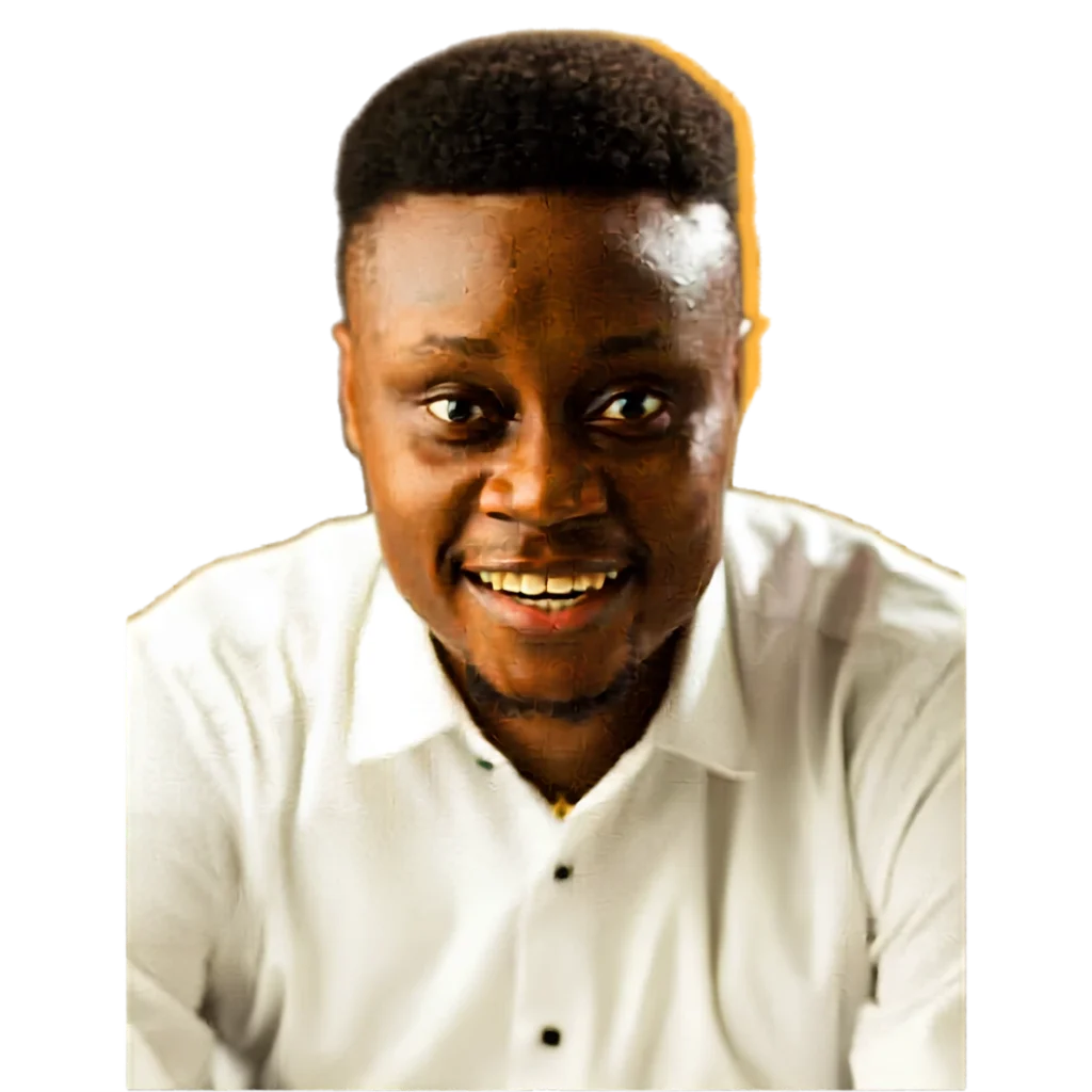 Smiling man in white shirt, professional headshot against black background.